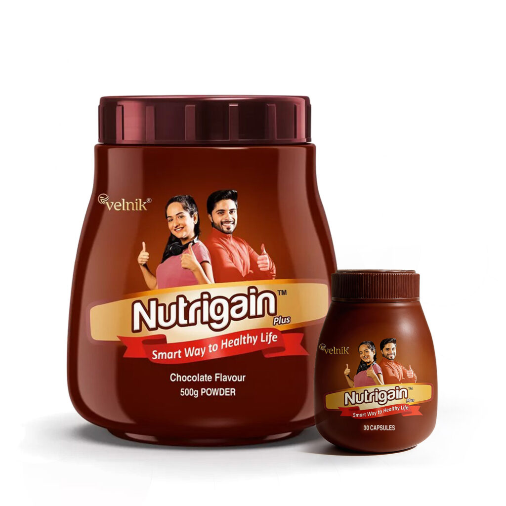 Ayurvedic Weight Gainer Supplement Powder and Capsules 500 Gm Powder & 30 Capsules combo