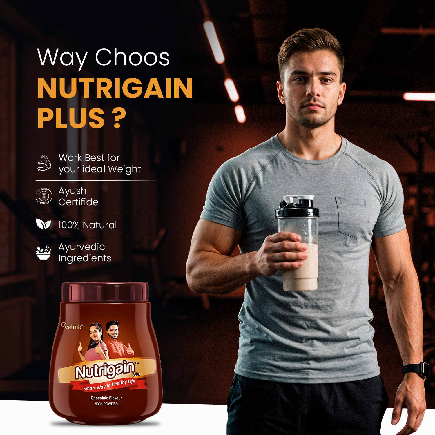 Ayurvedic Weight Gainer Supplement Powder for Women and Men Chocolate Flavour 500 gm (pack of 2) - Image 3